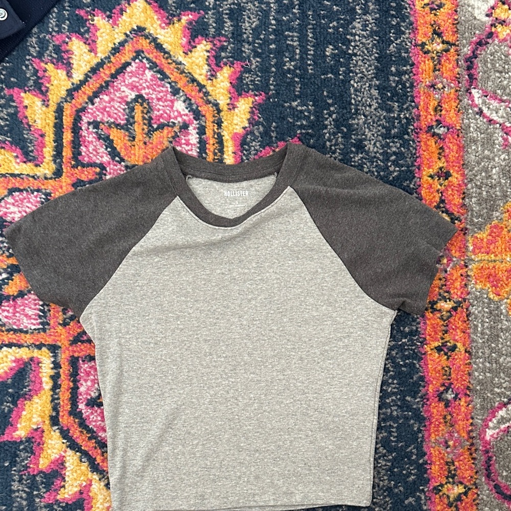 Hollister Gray and Black Kids Raglan Tee